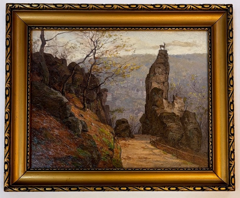 Czech Painter W. Kraus  First Half Of The 20th Century "jelení Skok (the Deer's Leap)"-photo-2