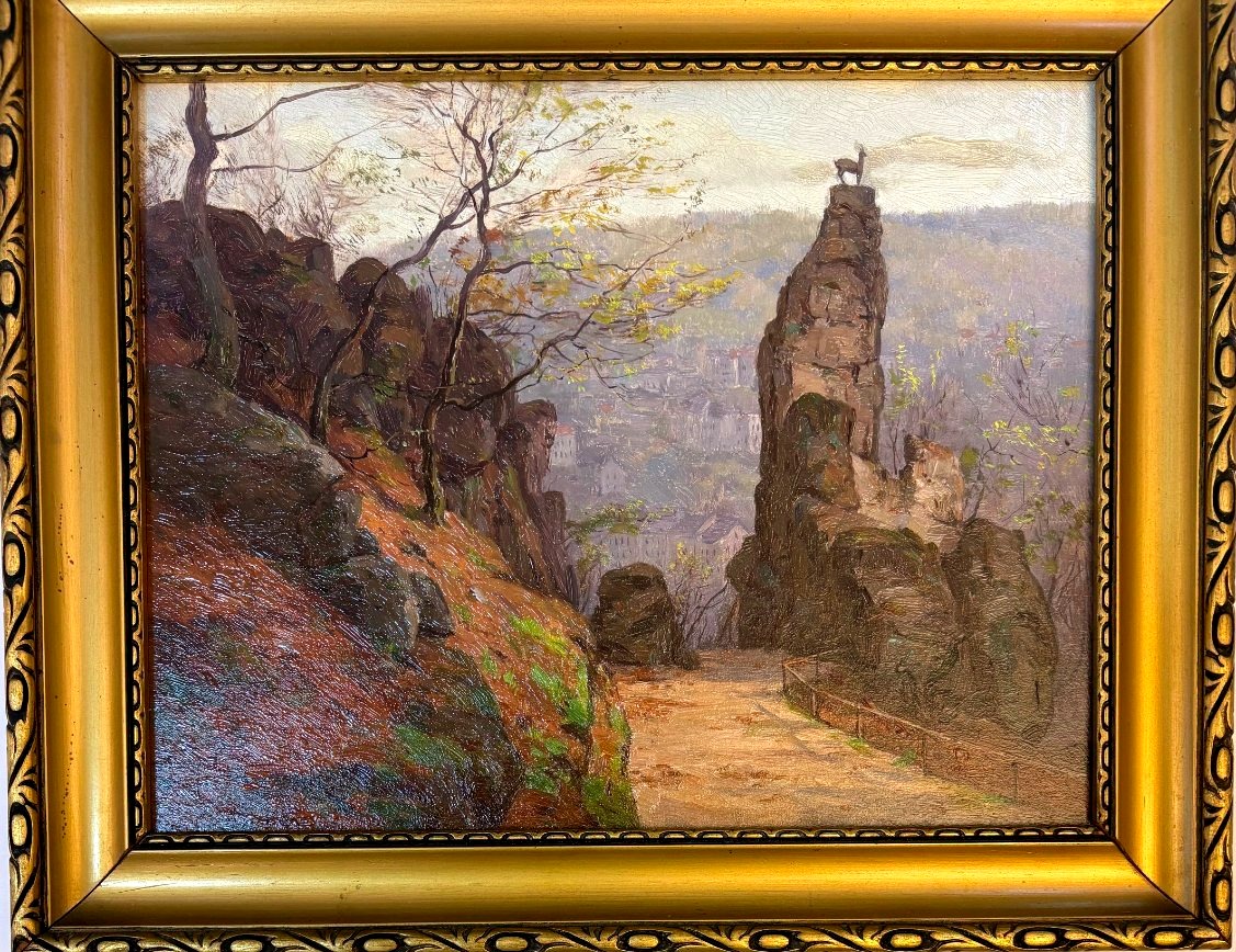 Czech Painter W. Kraus  First Half Of The 20th Century "jelení Skok (the Deer's Leap)"