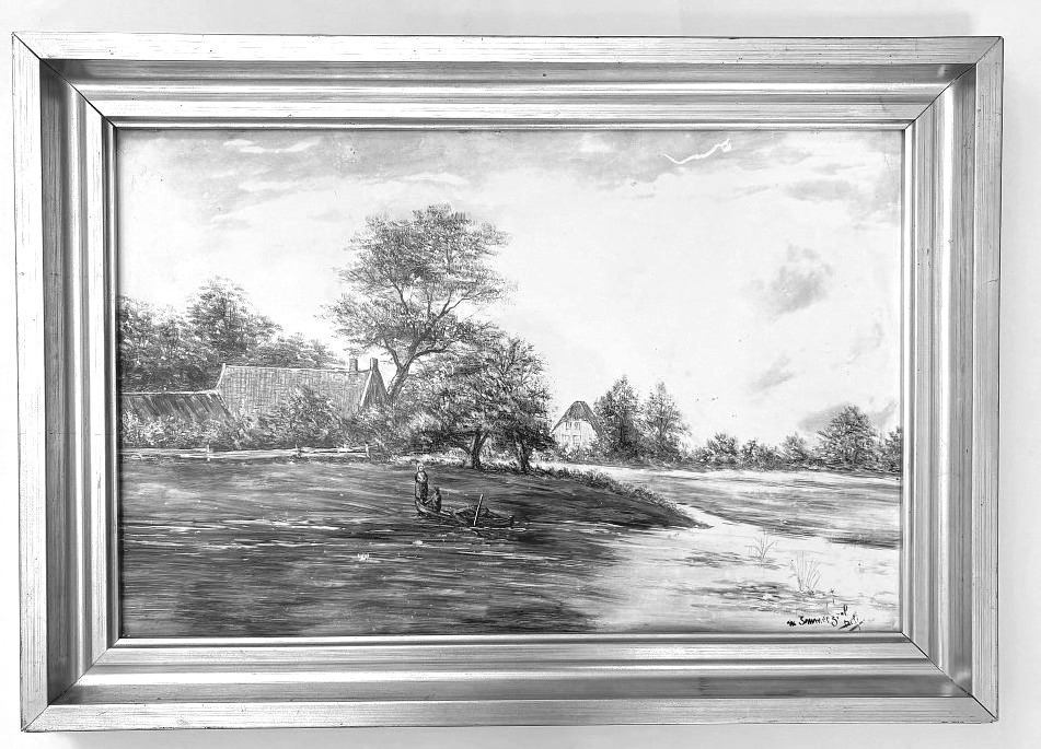 Peinture sur Porcelaine de Delft « Paysage Hollandais