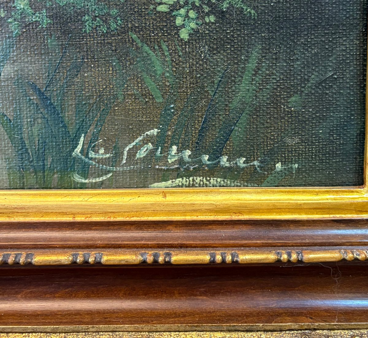 Peintre Français du XIXe siècle « Mares en forêt »-photo-4
