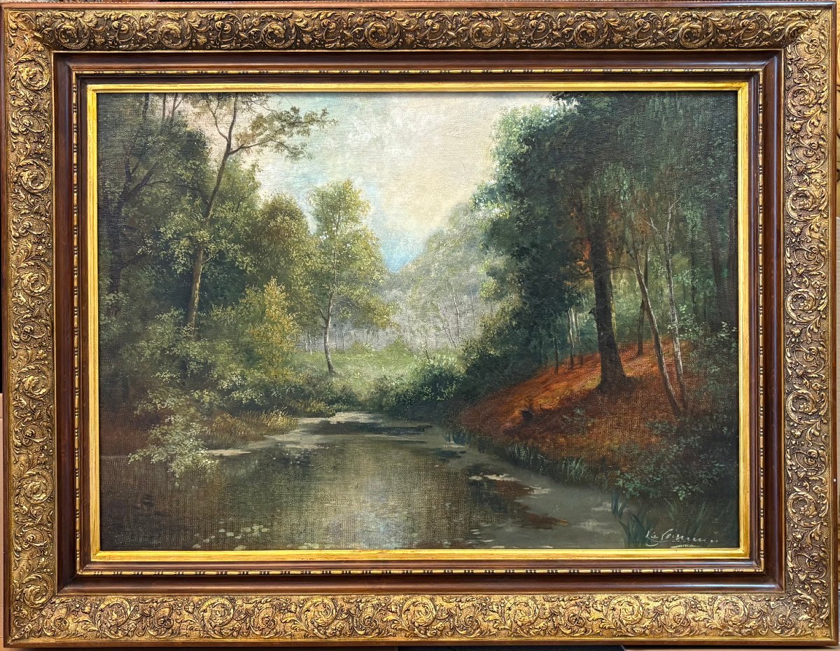 Peintre Français du XIXe siècle « Mares en forêt »