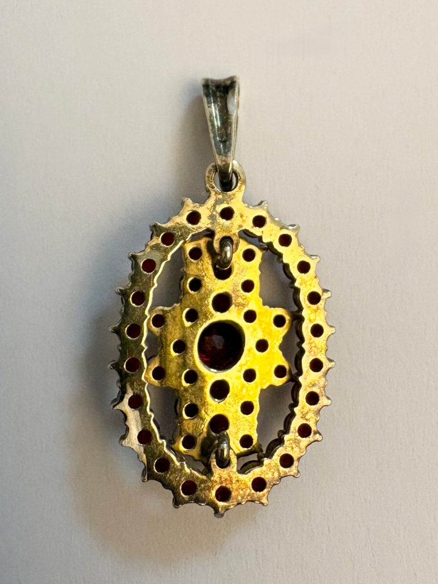 Czech Garnets "four Gold-plated Silver Pendants" -photo-1