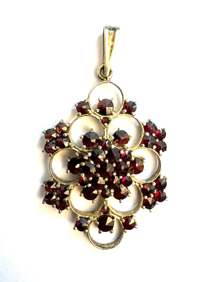 Czech Garnets "four Gold-plated Silver Pendants" -photo-4
