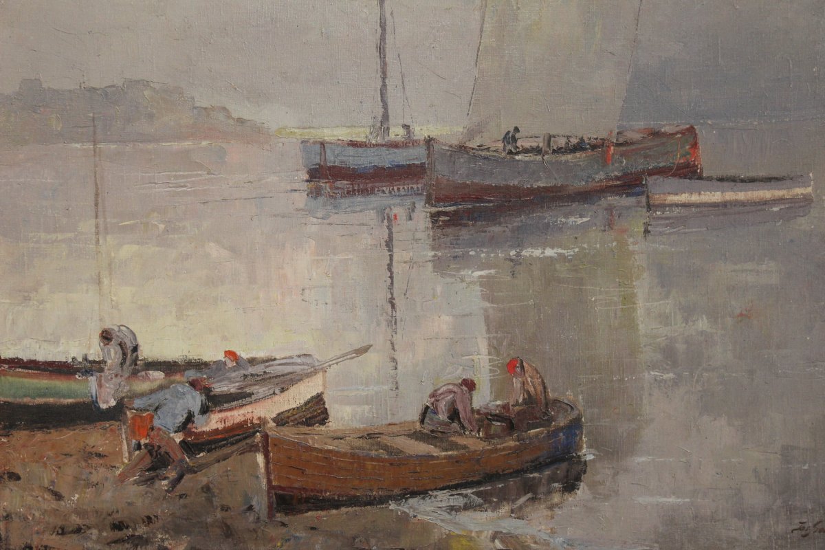 Josef Svoboda 1901-1945 Czech Painter,  Fishermen In Bretagne-photo-3