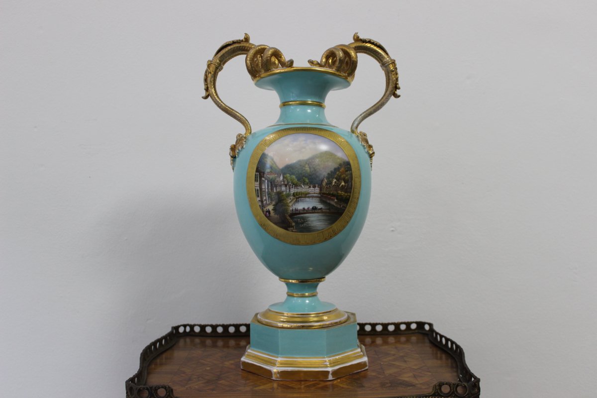 Vase En Porcelaine Pirkenhammer Fisher & Reichenbach Très Rare De La Période 1830