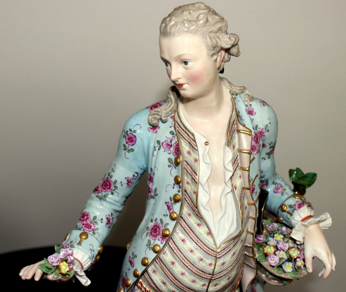 Meissen Paire De Grandes Figures Très Rares En Porcelaine Du 19 ème Siècle 49cm-photo-4