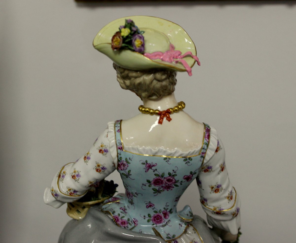 Meissen Paire De Grandes Figures Très Rares En Porcelaine Du 19 ème Siècle 49cm-photo-3