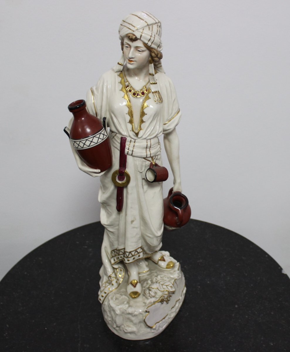 Royal Dux Eichler Large Porcelain Sculpture Of Arab Girl Height 65cm-photo-2