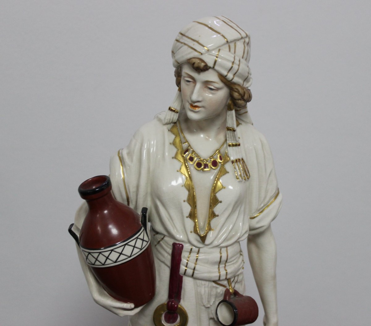Royal Dux Eichler Large Porcelain Sculpture Of Arab Girl Height 65cm-photo-3
