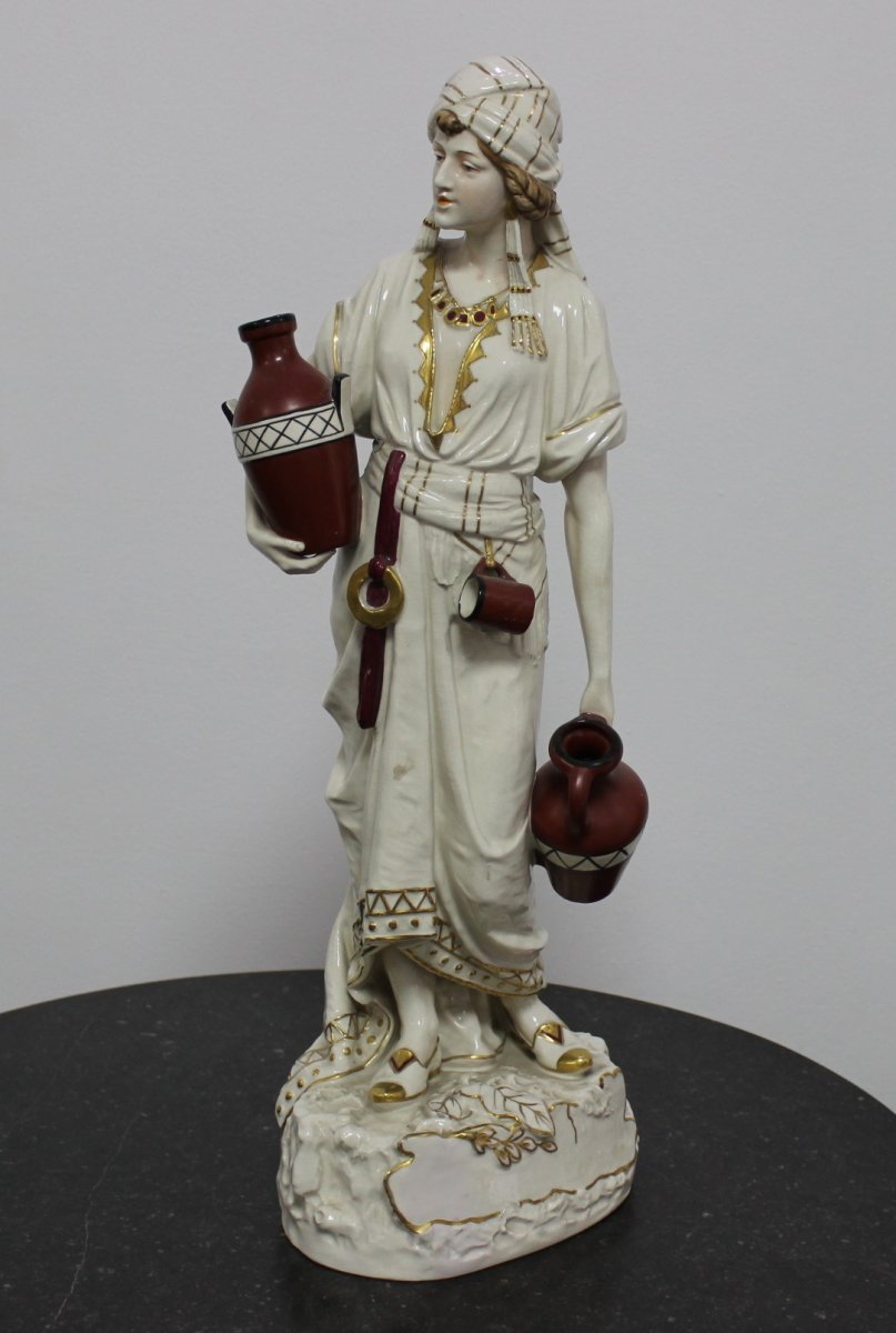 Royal Dux Eichler Large Porcelain Sculpture Of Arab Girl Height 65cm