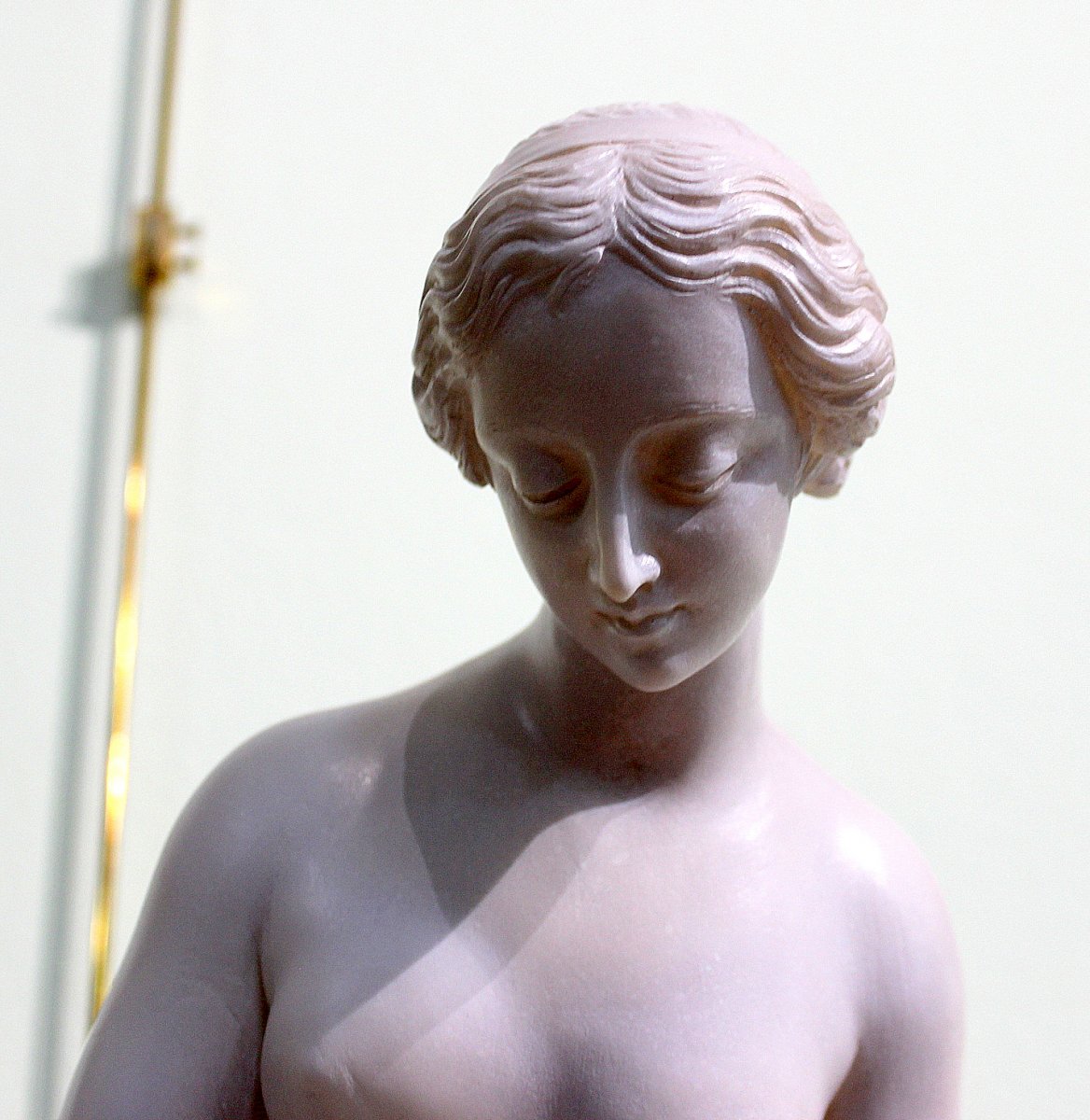 Alabaster Statue Of A Venus From France, Height 64 Cm Around 1930-photo-3