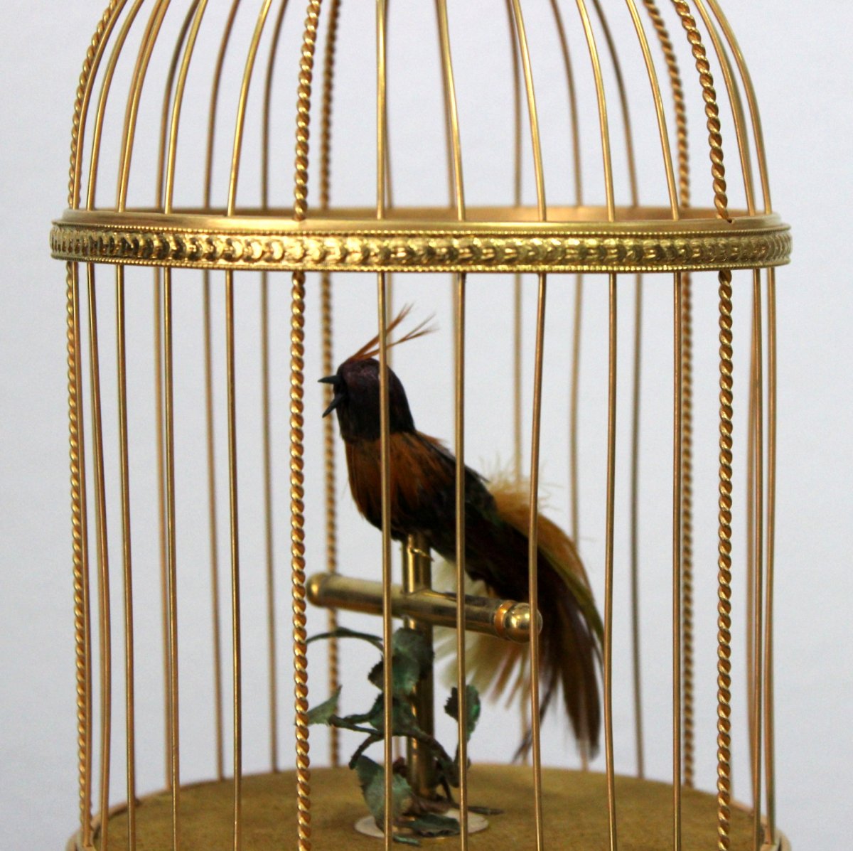 Playing Cage With A Bird In Gilded Bronze France 1920-photo-4