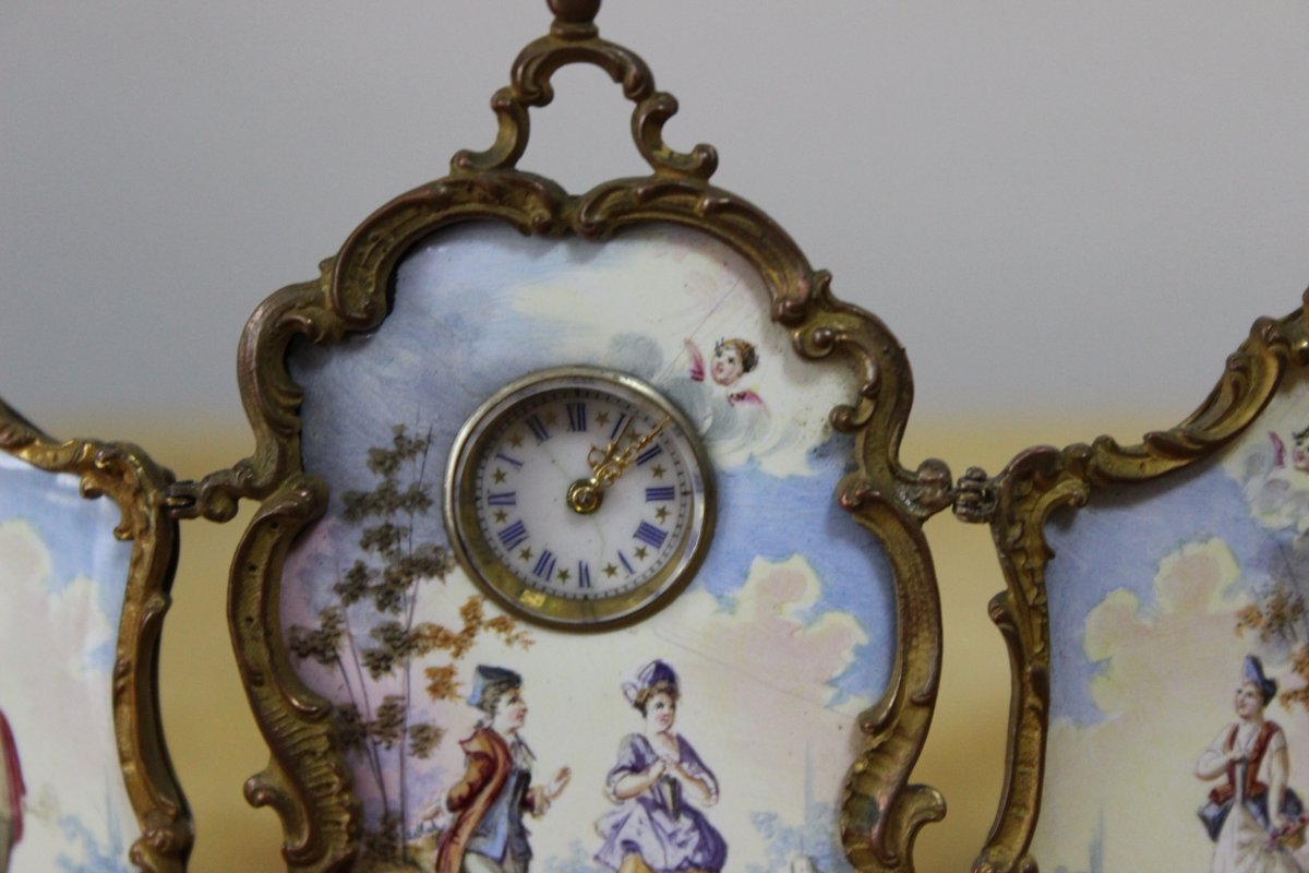 Petit écran d'Horloge, Vienne 1890, Montage En Bronze à Porcelaine-photo-4