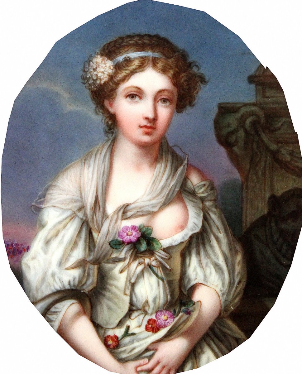 Porcelain Painting Miniature Of 19. Century From France  Motive Of The Saint Mary Magdaléne-photo-2
