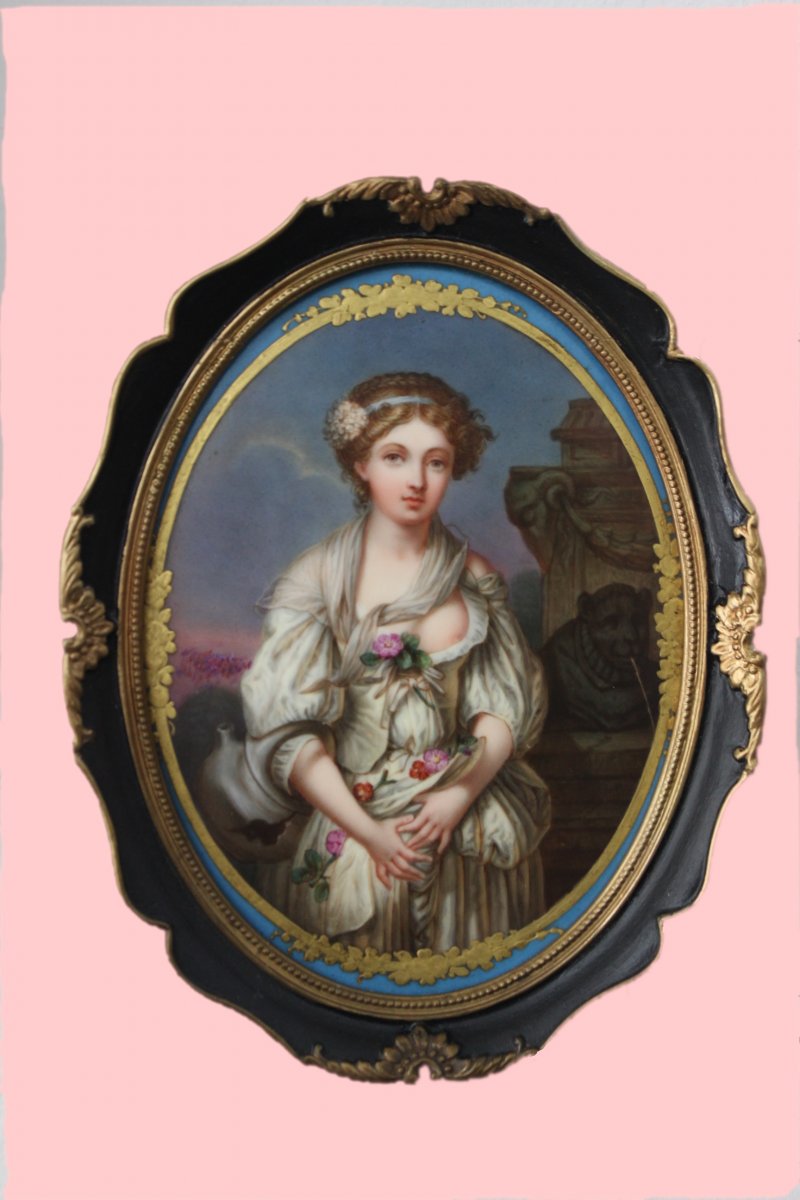 Porcelain Painting Miniature Of 19. Century From France  Motive Of The Saint Mary Magdaléne
