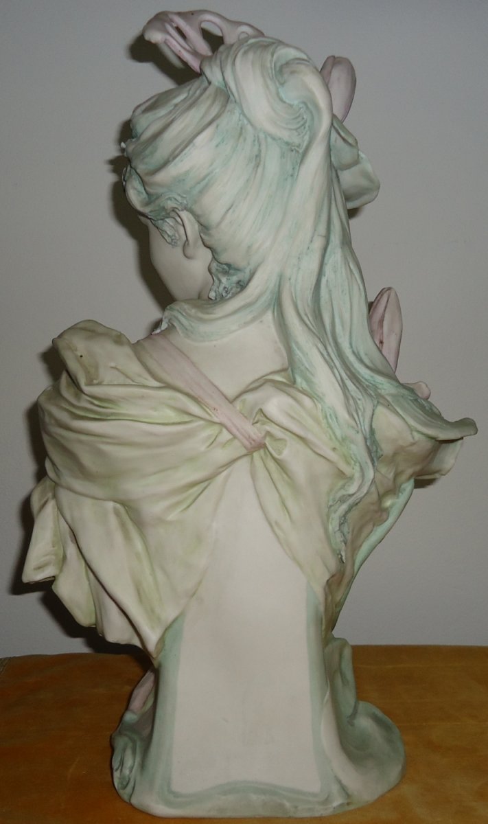 Royal Dux Art Nouveau Bust Of A Girl-photo-3