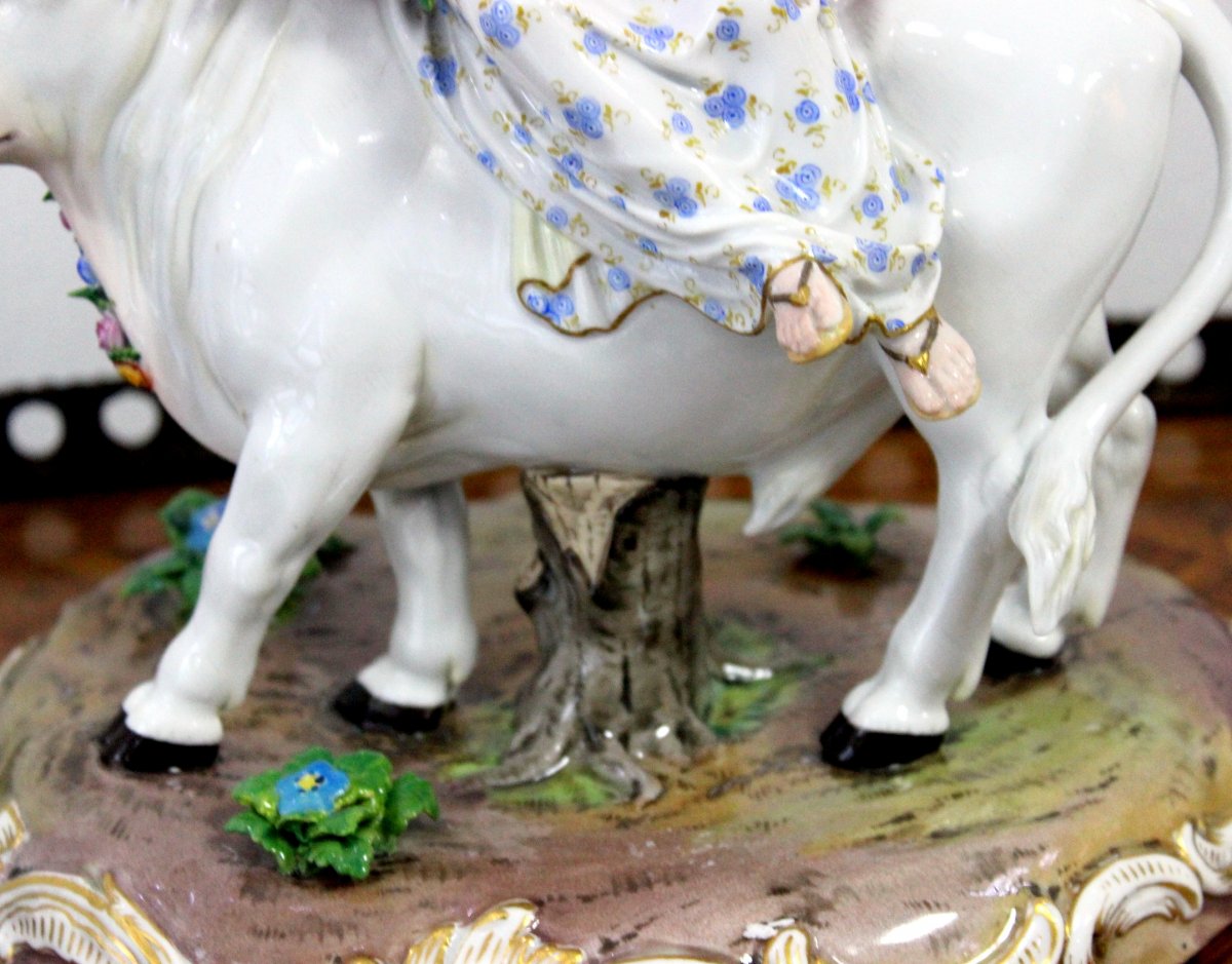 Meissen Porcelain From The XIXth Century. Europe Sitting On The Bull-photo-3