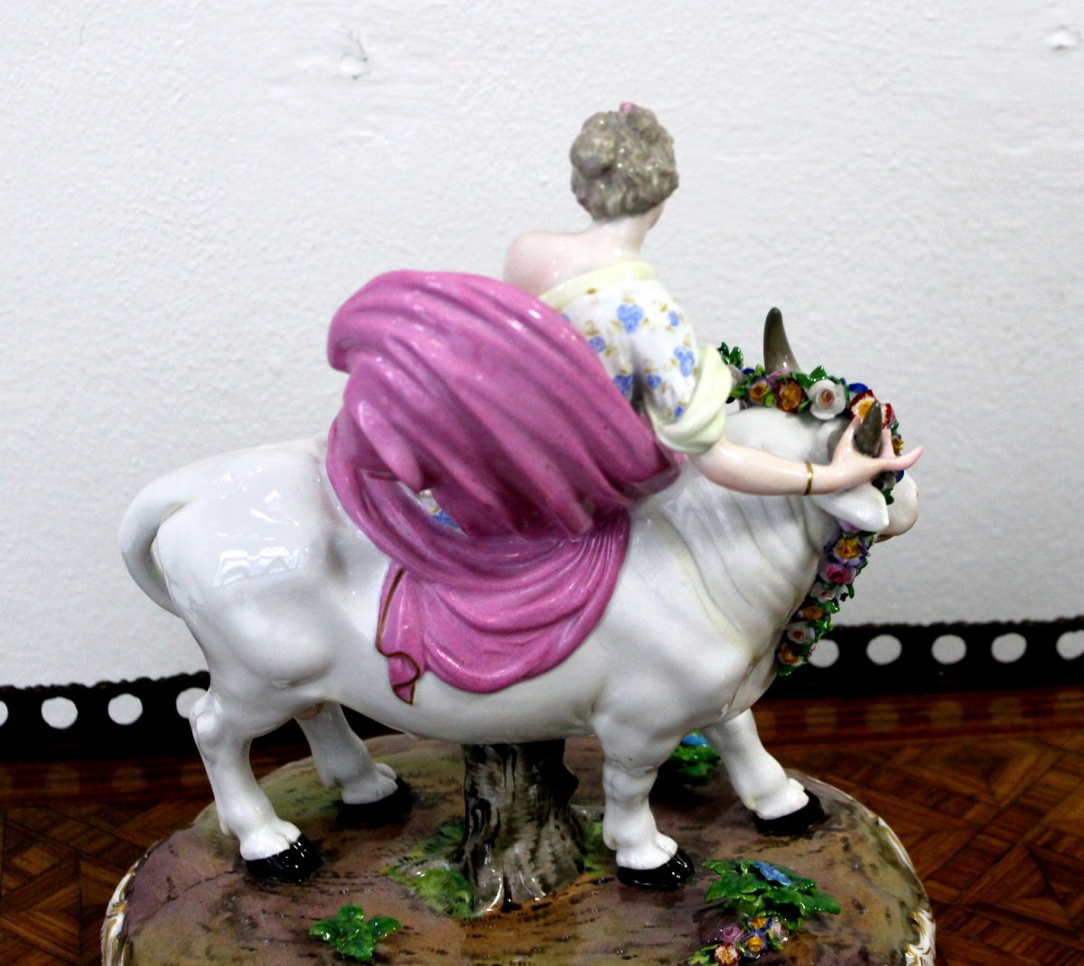 Meissen Porcelain From The XIXth Century. Europe Sitting On The Bull-photo-4