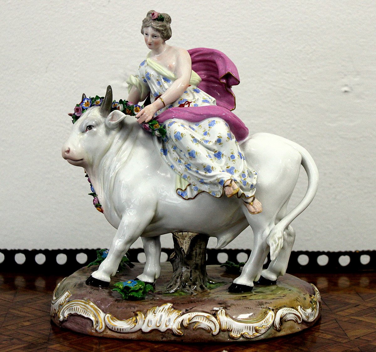Meissen Porcelain From The XIXth Century. Europe Sitting On The Bull