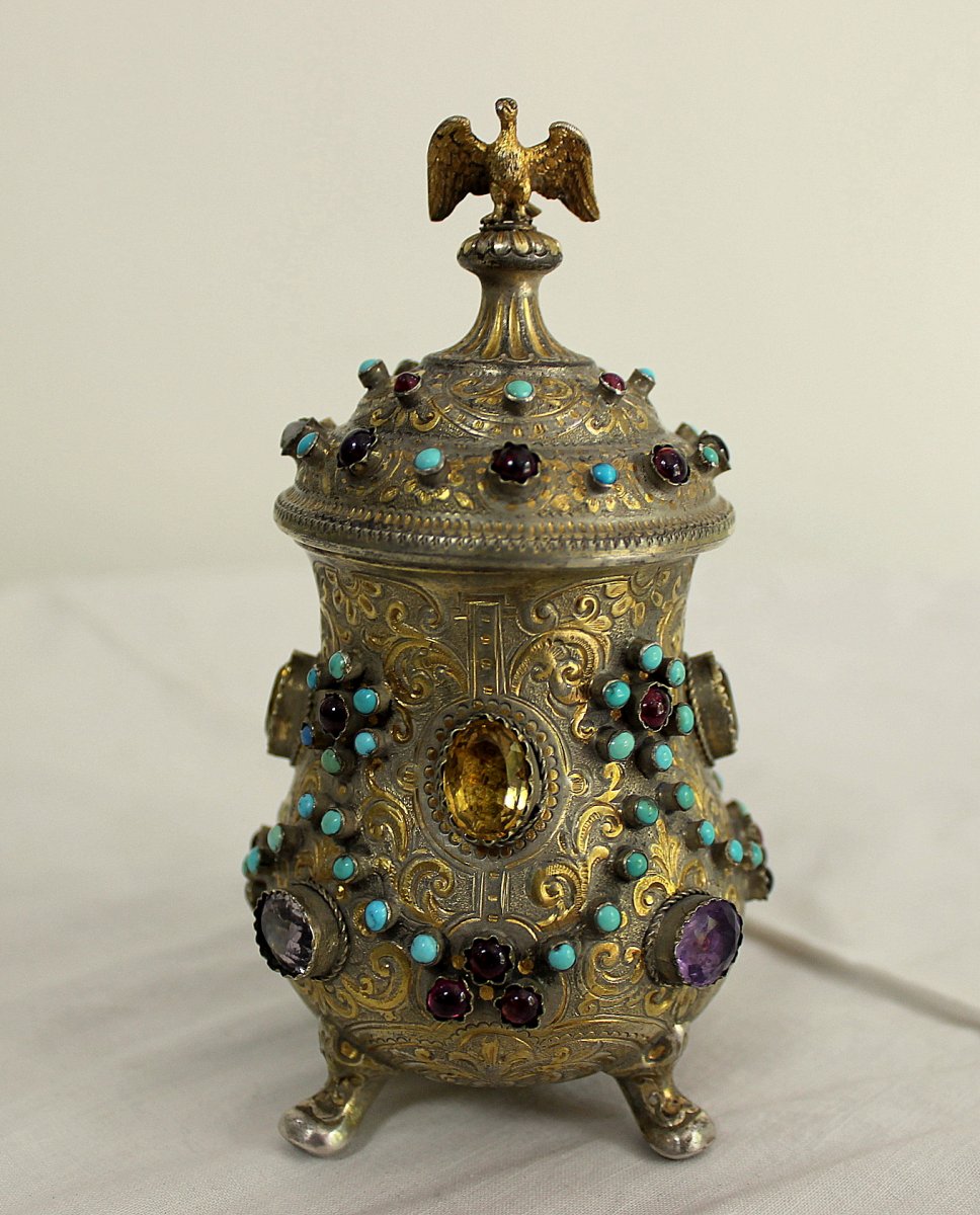 Un Gobelet En Argent Doré Et Pierres Précieuses Vienne De La Première Moitié Du XIXe Siècle-photo-2