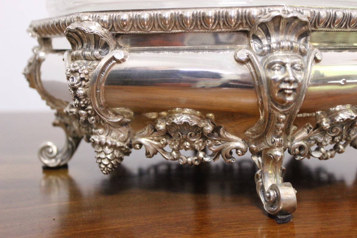 Argent Jardinere Avec Verre De Cristal Italie Début Du 20ème Siècle  Poids2152gr-photo-2