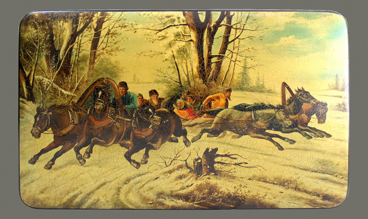 Boîte Laquée Russe Avec Le Motif De La Troïka Russe-photo-2