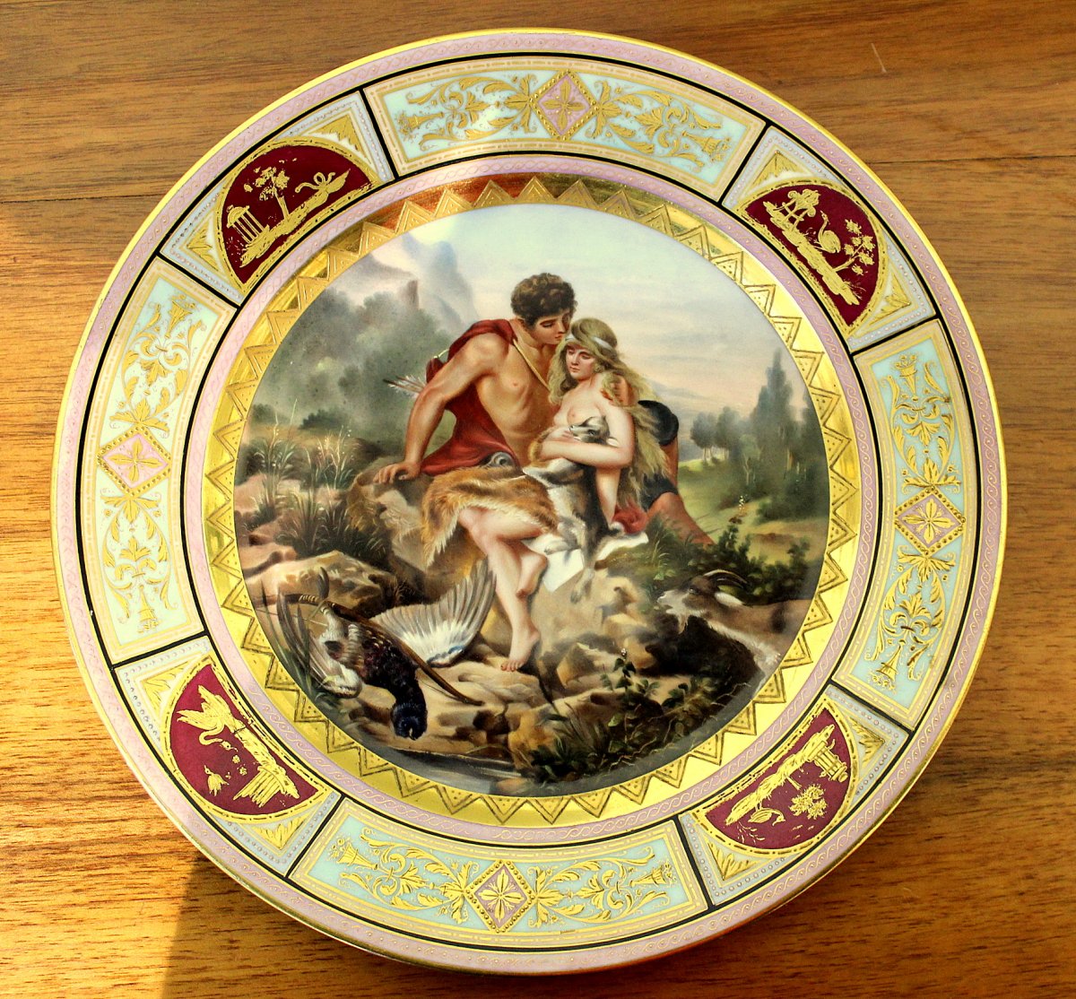 Royal Vienna  Porceleain A High Quality Hand Painted Porcelain Cupboard Plate Austria