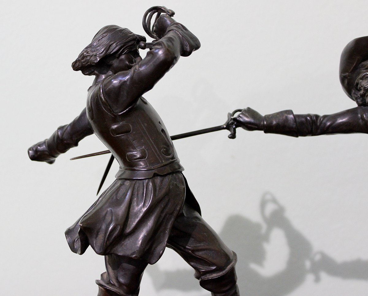 Edouard Drouot (1859-1945) Sculpteur Français Statue En Bronze Des Mousquetaires-photo-1