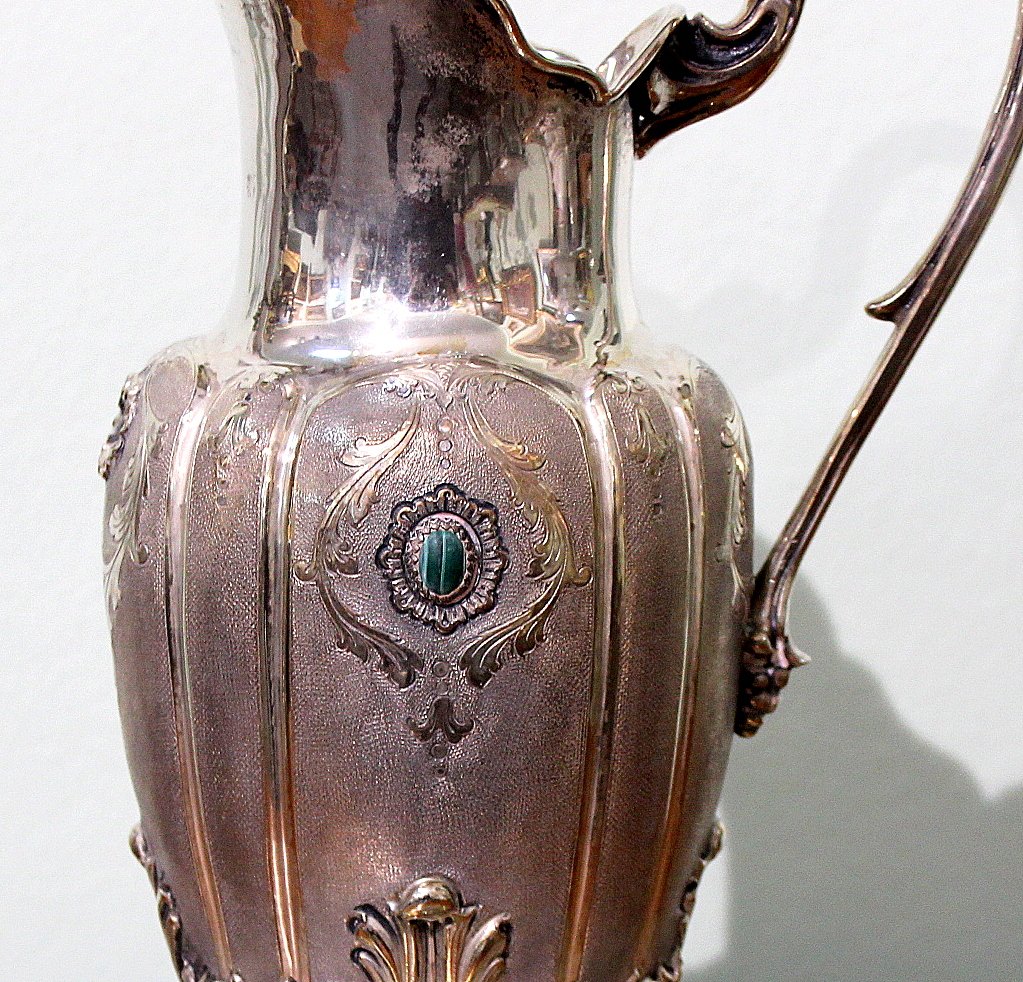 Silver Jug With A Silver Plate Decorated With Malachite-photo-3