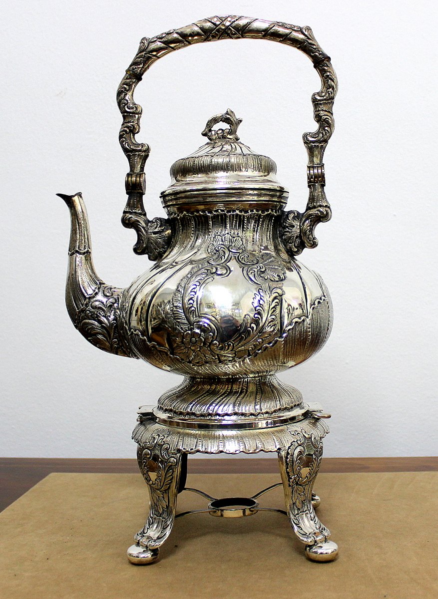 Argent Grandes Italienne Samovar Hauteur 47 Cm-photo-2