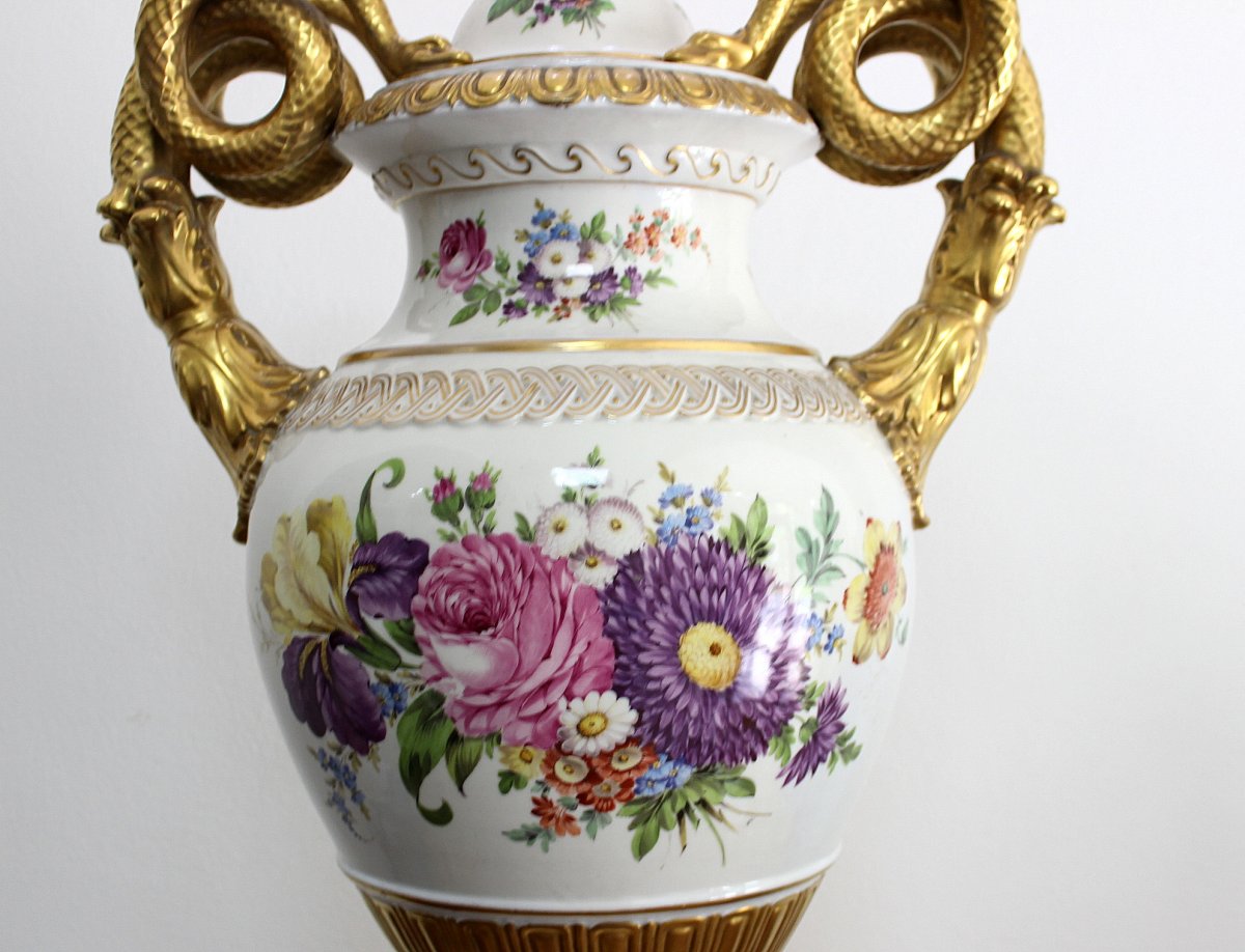 Potschappel Dresden Imposant Vase En Porcelaine Hauteur 93 cm Allemagne-photo-2