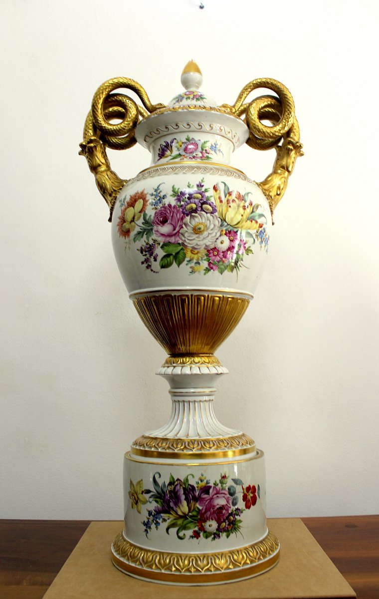 Potschappel Dresden Imposing Porcelain Vase Height 93 Cm Germany-photo-4