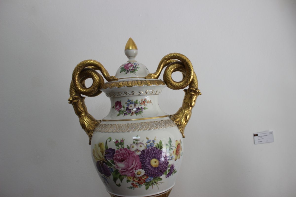 Potschappel Dresden Imposant Vase En Porcelaine Hauteur 93 cm Allemagne-photo-3