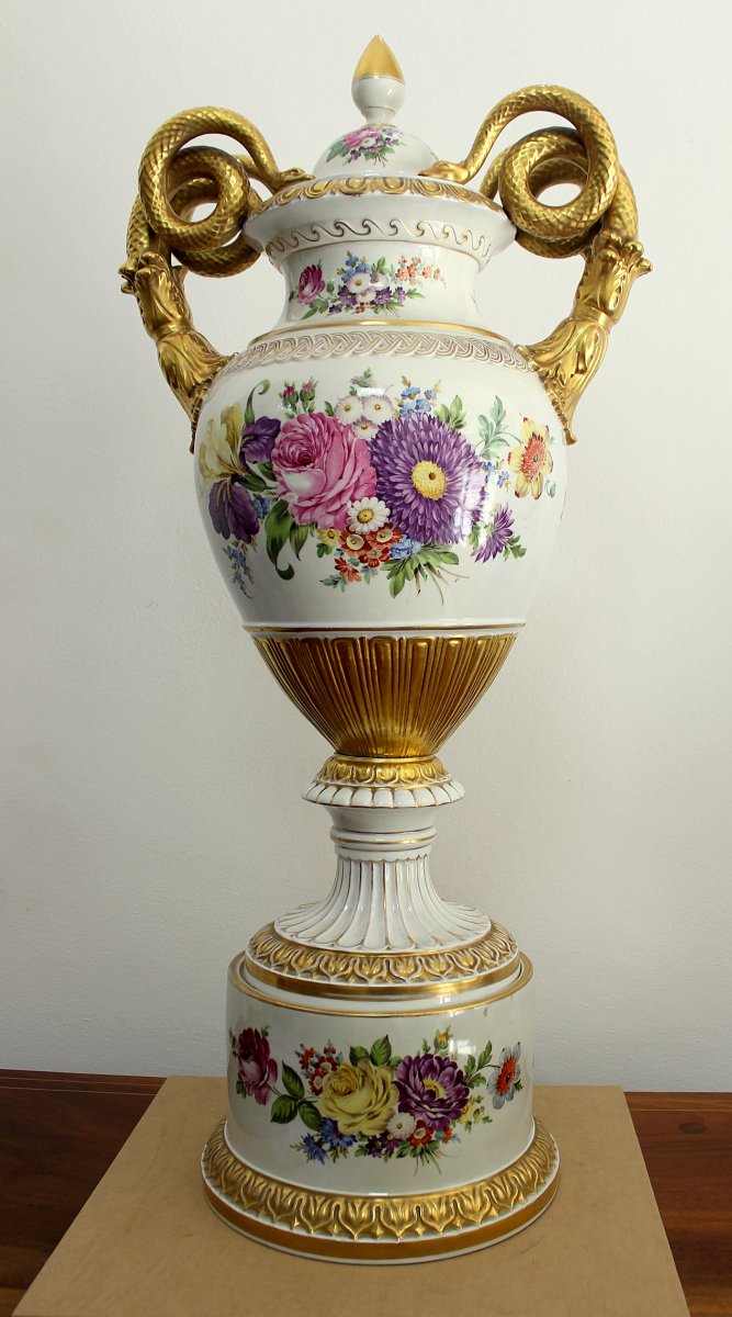 Potschappel Dresden Imposant Vase En Porcelaine Hauteur 93 cm Allemagne