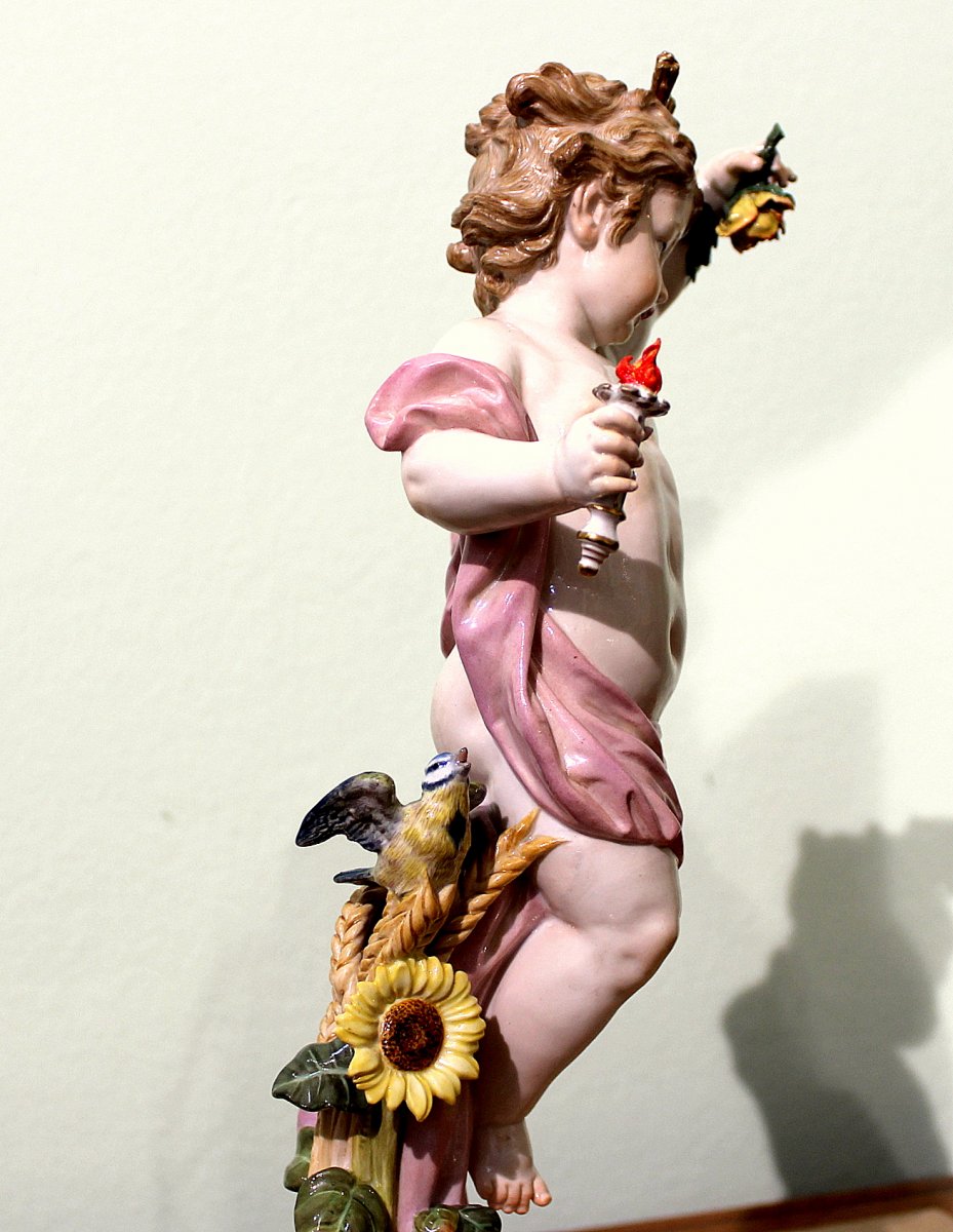 Meissen The Large Porcelain Angel "allegory Of The Day" Germany Around 1830 Height 39cm-photo-3