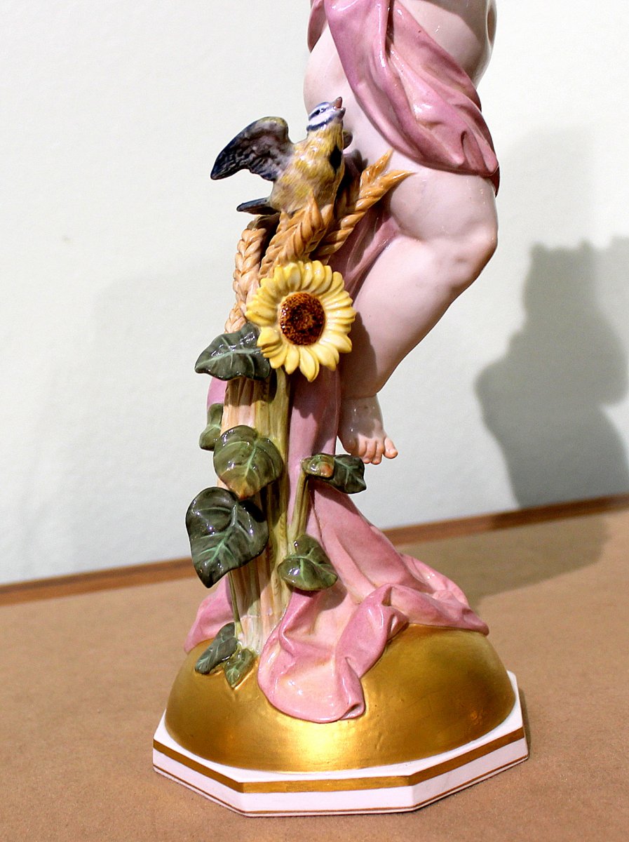 Meissen The Large Porcelain Angel "allegory Of The Day" Germany Around 1830 Height 39cm-photo-3