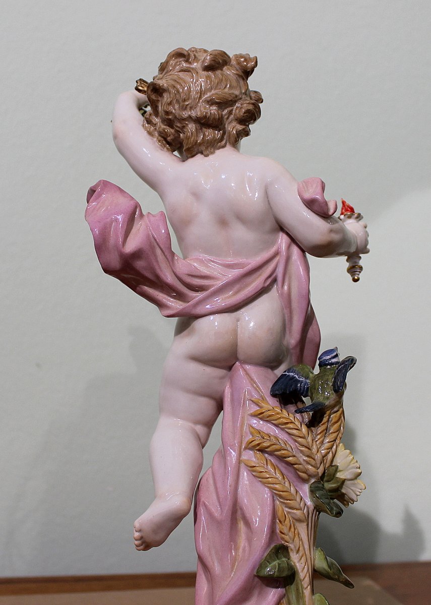 Meissen The Large Porcelain Angel "allegory Of The Day" Germany Around 1830 Height 39cm-photo-4