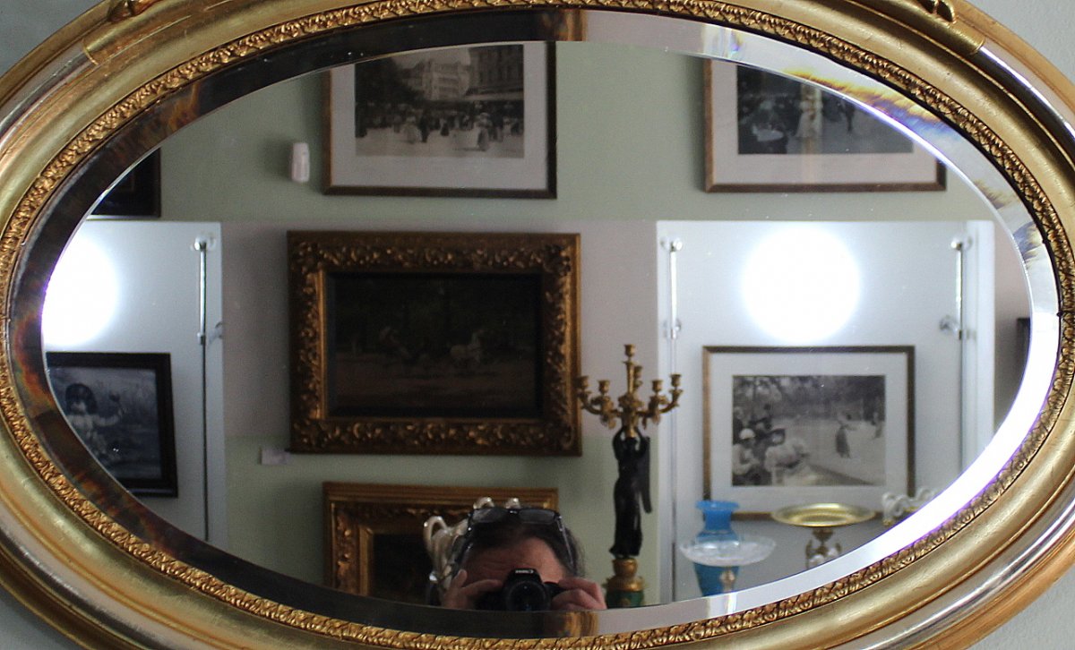 Miroir Rococo En Bois Doré Aux Lames D'Or, Longueur 95cm Autriche Seconde Moitié Du 19ème Siècl-photo-1