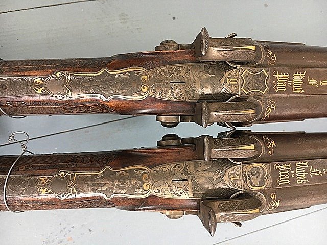 Pair Of Luxury Hunting Rifle In Percussion System, Sign Rubes Praha  Around 1850-photo-3