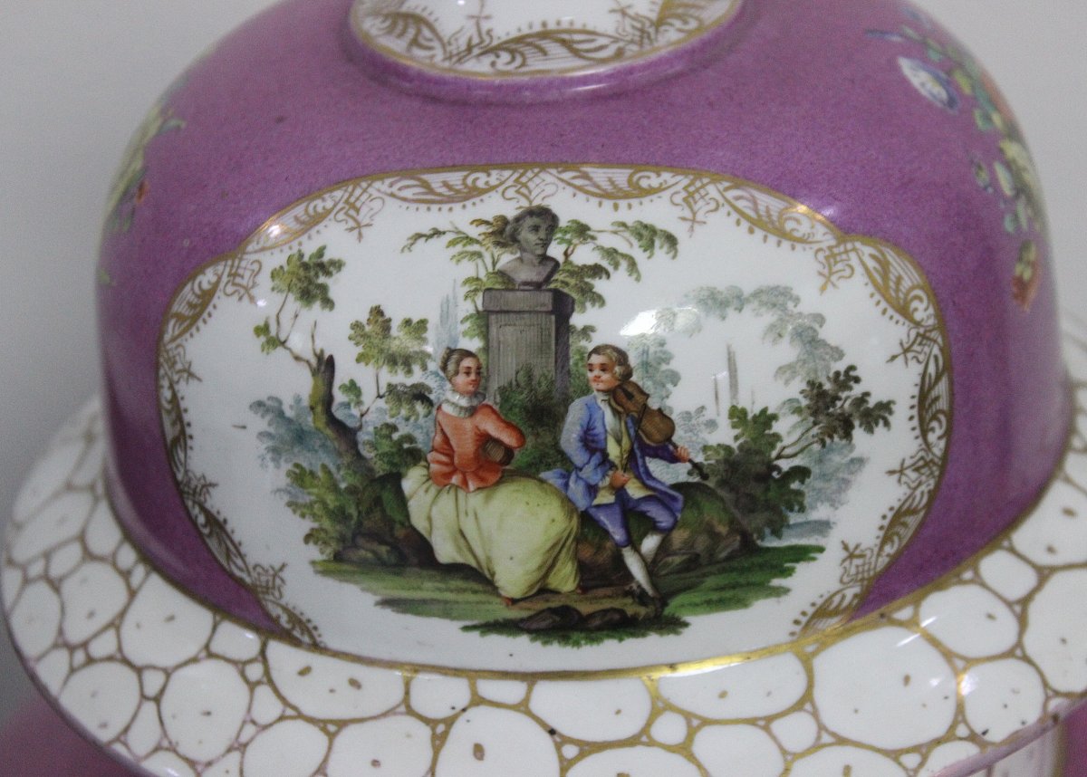 Dresden Saxony Very Large Porcelain Lid Vase Height 66cm 19 Th Century Signed Ar-photo-4