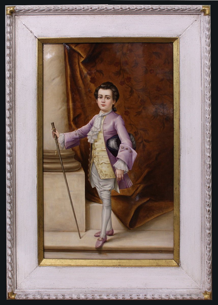 Very Detailed Hand Painted Porcelain Plaque  By Little Mozart, Perhaps Kpm