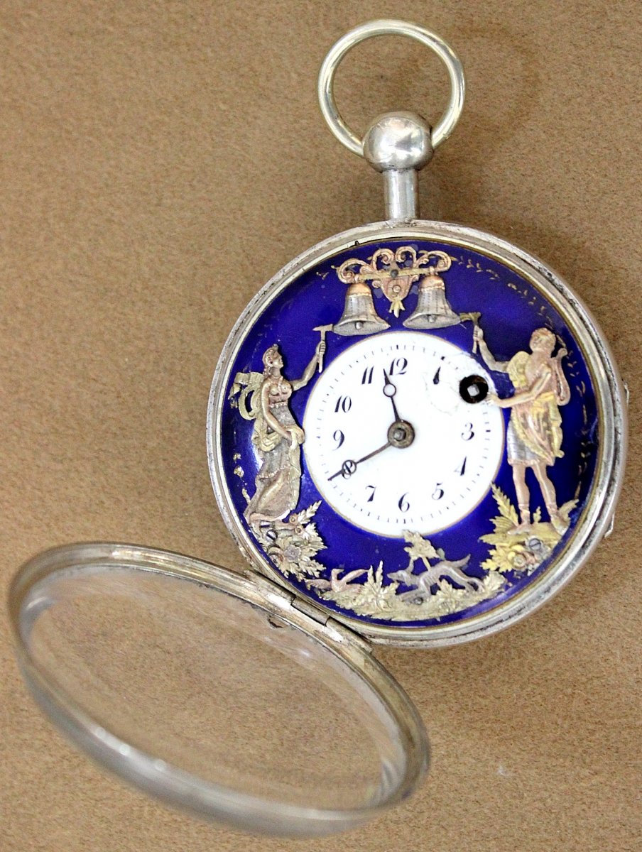 Rare Antique French Automatic Watch Repeater Mens Pocket Watch Circa 1820 Diamètre: 5 Cm-photo-2