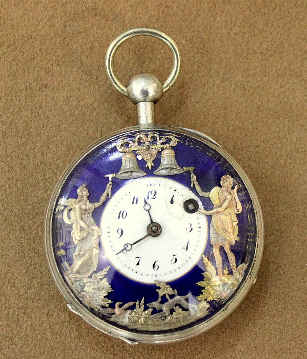 Rare Antique French Automatic Watch Repeater Mens Pocket Watch Circa 1820 Diamètre: 5 Cm-photo-3