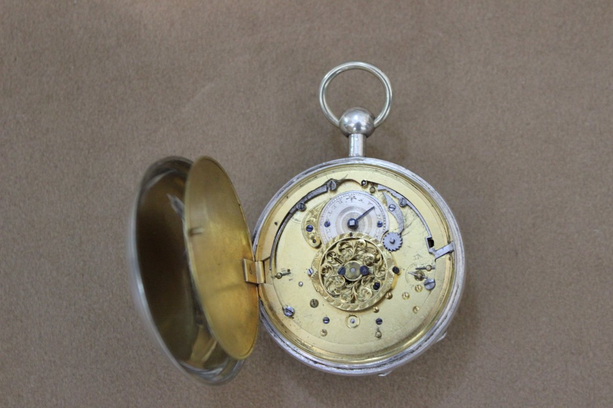 Rare Antique French Automatic Watch Repeater Mens Pocket Watch Circa 1820 Diamètre: 5 Cm-photo-2