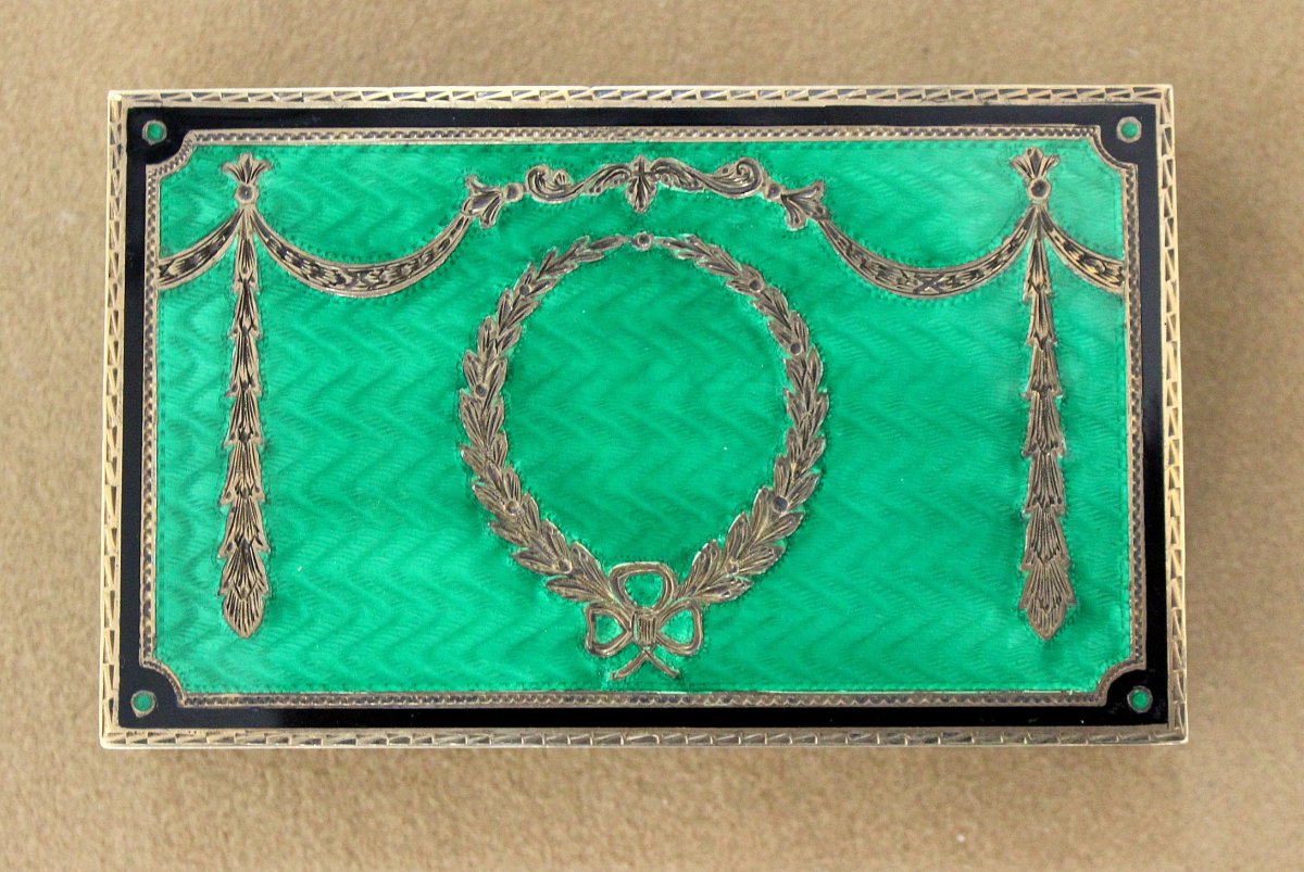 Argent Empire Et Boîte d'Émail Vert-photo-2