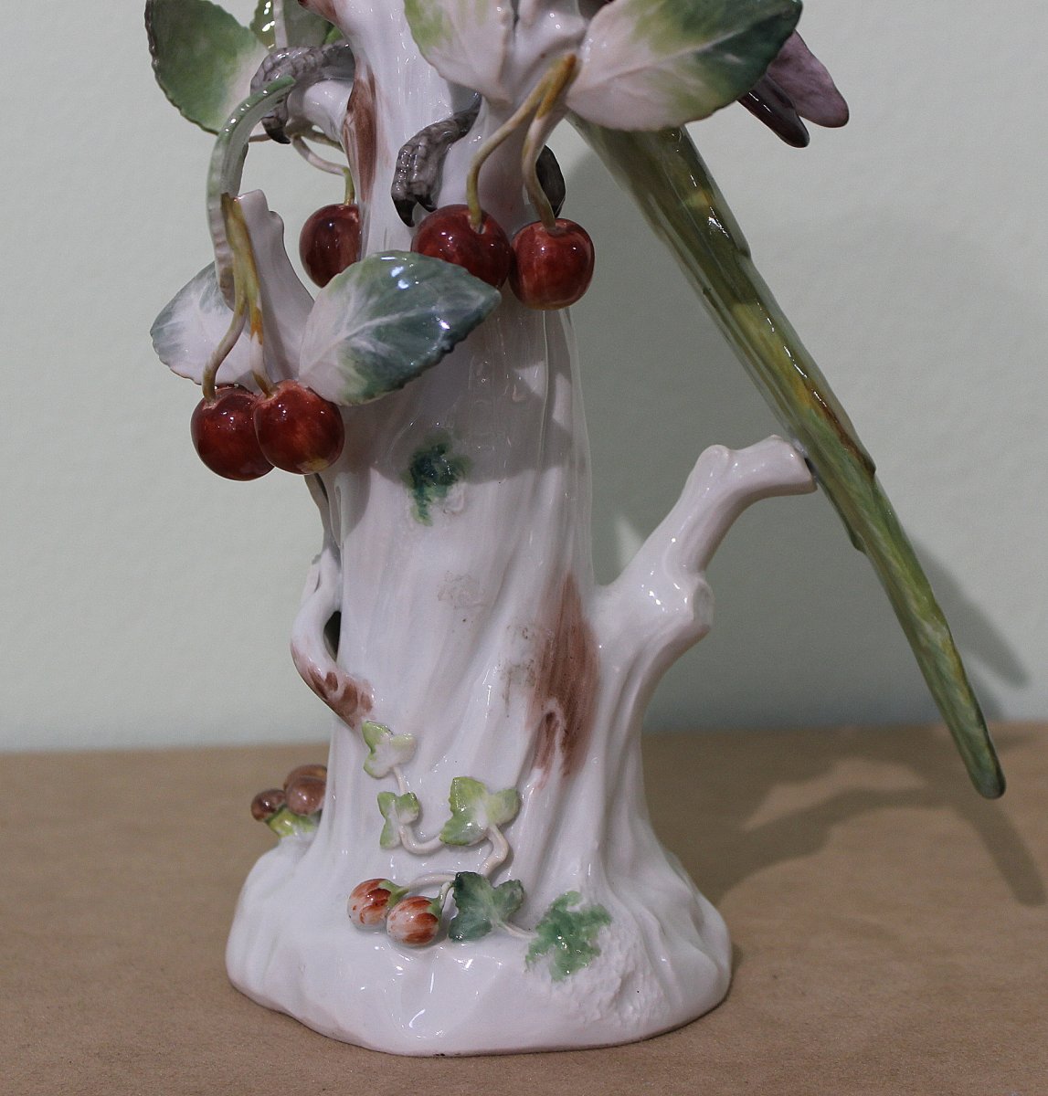 Meissen Porcelain Statue Of An Art Deco Cherry Parrot Height 30.5cm-photo-2