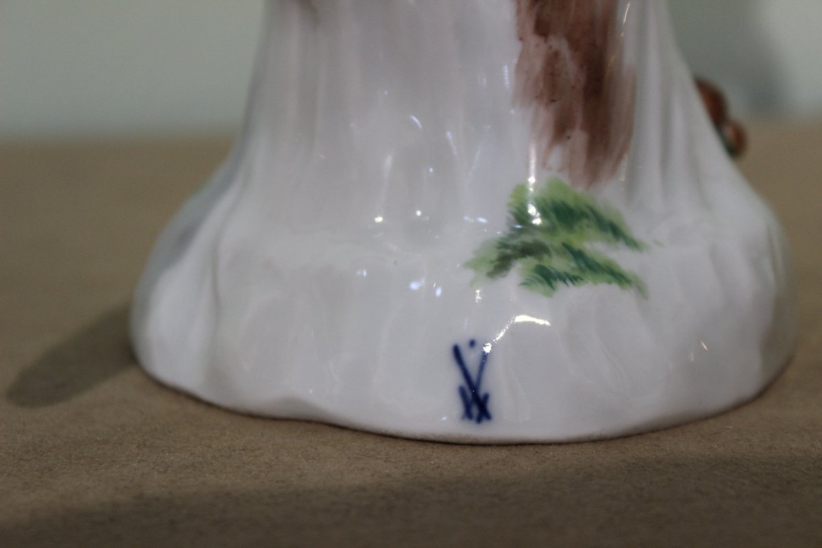 Meissen Porcelain Statue Of An Art Deco Cherry Parrot Height 30.5cm-photo-3