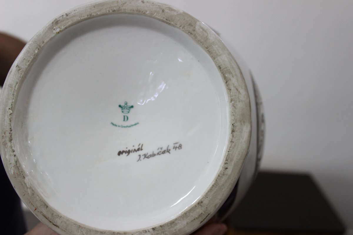 Art Deco Porcelain Vase Manufacture Bohemia Dubí-photo-3