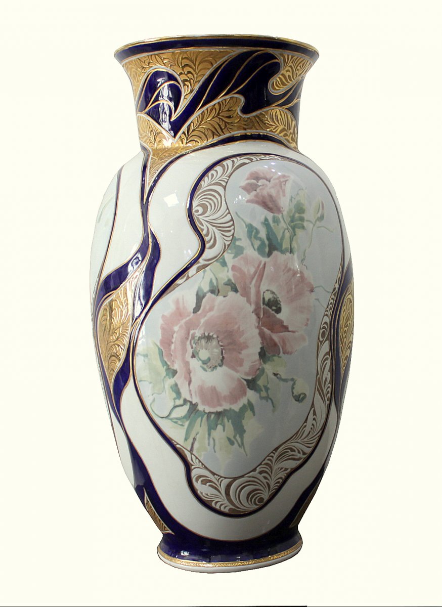 Vase En Porcelaine Art Déco Manufacture Bohemia Dubí