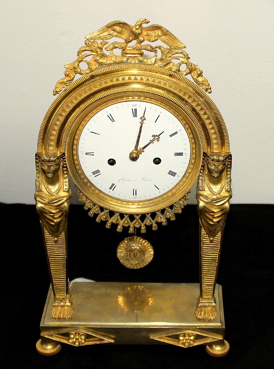 Empire Gilt Bronze Clock France 1820-photo-1